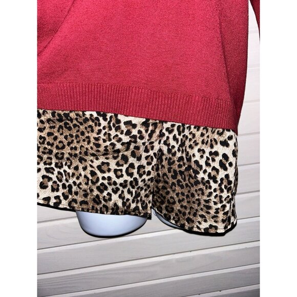 Belle By Kim Gravel Sz XXS Feather Knit Sweater & Woven Printed Combo Blouse EUC - Picture 9 of 14